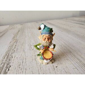 Enesco popkins elf drums North Pole village vintage figurine 1989